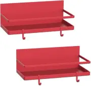 Magnetic Spice Rack Organizer Refrigerator Spice Storage Shelf（Red 2 pack wit...