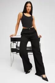 Ally Fashion Black Wide Leg Pants High Rise - Size 8, Women's Wide Leg Pants