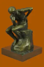 Rodin Thinker Symbol of Philosophy Bronze Sculpture Hot Cast Marble Base Deal