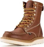 SUREWAY 8 Wedge Moc Toe Work Boots for Men - Soft Toe, Premium Full-Grain Leather, Safety Work Boots/Shoes, Comfort Insole, Superior Oil/Slip Resistant, Real Goodyear, EH Rated Industrial Construction Boots