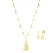 14K Yellow Gold Starry Night Tree Earring Necklace Set