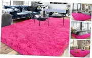 Shaggy 8x10 Area Rugs Rug-Fuzzy Rugs for Kids Bedroom, Soft 8x10 Feet Hot Pink