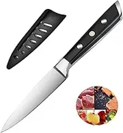 Paring Knife 3.5 inch Small Kitchen Knife Manual Sharpened 5Cr15Mov Stainless Steel Fruit Knife Full Tang with 3 Rivets in Ergonomic Pakkawood Handle