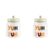 2x Urban 14cm Ceramic Yum Yum Treats/Snacks Jar Container Storage w/ Lid White