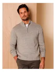 [Reserve] Carter Textured Quarter Zip Knit in Taupe
