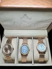 AUGUST STEINER Womens Rose Gold Crystal 3 Watches