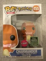 Funko Pop!- GAMES- POKEMON- CHARMANDER- 455- GLOWS- FLOCKED- 2020 SPRING CONVENT