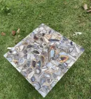 30" Agate Stone Coffee Side Table Top Handmade Natural Stones Work