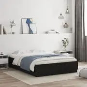 vidaXL Bed Frame with Drawers without Mattress Black 135x190 cm