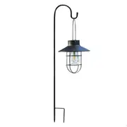 Solar Lantern Outdoor Hanging Light with Shepherd Hook Retro Stake Lights -Black