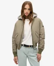 Hooded Ma1 Bomber Jacket | Light Khaki Green