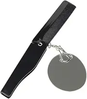 CANIGHT Portable Folding Pocket Comb with Keychain Mirror for Men Compact Lightweight Beard Comb with Fine Tooth Design for Travel and Everyday Use