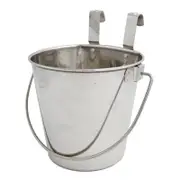 Zeez Stainless Steel Flat Sided Bucket Pail w/ Two Hooks 1.9L
