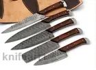 Custom Handmade HAND FORGED DAMASCUS STEEL CHEF KNIFE Set Kitchen Knives Set