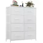 Dresser for Bedroom, 8 Storage Drawers, Tall Fabric Closet 8-Drawer White