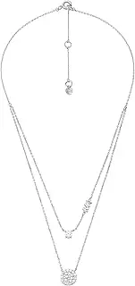 [Michael Kors] Sterling Silver Pave Disk Double Strand Necklace