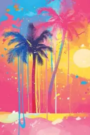 PINK PALM TREE POP ART CANVAS PRINT 16"X20" READY TO HANG T66