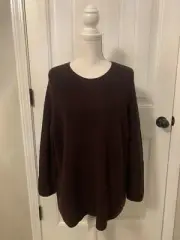 New Eileen Fisher Merino Crew Neck Top in Responsible Wool Pullover Cassis Sz XL