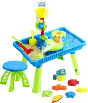 KIBOT Sand Water Table Set with Chair, Kids Sandpit Playground Activity Centre P