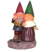 Garden Decoration Solar Powered Couple Gnomes holding Heart and Flower LED Light