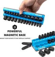 NEIKO Magnetic SAE Socket Holder Trays (Set of 2) for 1/4” & 3/8” Drives NEW NIB