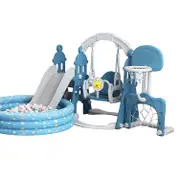7in1 Kids Slide And Swing Set Toddler Outdoor Indoor Toys Game Blue