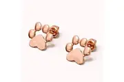 Solid 925 Sterling Silver Animal Paw Print Rose Gold Stud Earrings