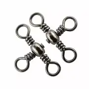 120pcs Three 3 Way Cross-Line Barrel Fishing Swivels Brass T-Turn Triple Swivel
