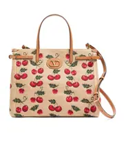 Valentino Antibes Cherry Patterned Medium Tote Bag One size Natural/red
