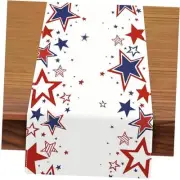 Patriotic Stars Table Runner 72 x 13 Inch, Red and Blue Star Pattern Table