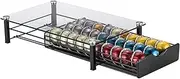 Rice rat for Nespresso Vertuo Pods Holder with Crystal Tempered Glass Drawer, Coffee Pods Storage Drawer for Vertuoline (30 Pods)
