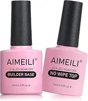 AIMEILI 5 in 1 Builder Base and Top Coat Gel UV LED Gel Nail Polish Gel Polish Top Coat Builder Gel Set 2 x 10 ml