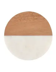 [Maxwell & Williams] Coaster Collective Round Marble & Acacia Coaster 10cm White
