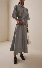 [Brandon Maxwell] The Knox Low-Rise Pima Cotton Midi Skirt