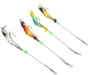 Milisten 4pcs Glow The Dark Shrimp Fishing Soft Bait with Hooks for Freshwater Crappie Trout Bass and Fishing Gear