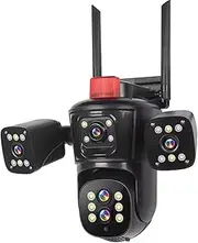 8MP 5K PTZ WiFi Camera Wireless Outdoor 10X Zoom Ai Human Detect Auto Tracking Four Lens Security Protection Surveillance Camera(5K Camera Add 128G)
