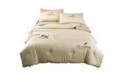 Air Conditioning Quilt Set Lightweight Blanket for Summer Hot Sleeper-4 Pieces, Khaki
