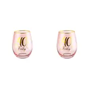 2x 40th Fluted Stemless Handmade Drinking Glassware/Home Decoration 600ml/13cm