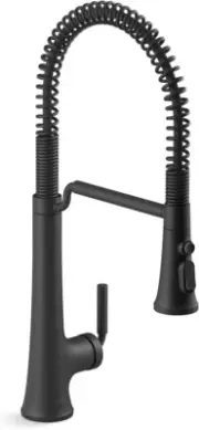 KOHLER 23765-BL Pull-Down Single-Handle Kitchen Faucet Tap - Matte Black