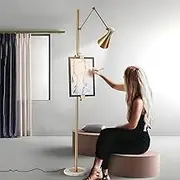Modern Gold Floor Lamp with Easel,Adjustable Height Tall Metal Standing Lamp,Marble Base E27 Floor Lamp,for Individual Art Easel Design Floor Uplight Lamp,for Living Room,Reading lamp 100V-240V