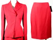 NWT DANA BUCHMAN DESIGNER SUIT ZIP BLAZER JACKET 2 & KNEE SKIRT 6 PAPRIKA $506