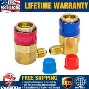 AC A/C 1/4" SAE Male Quick Connector Adapter Auto Manifold Gauge High & Low HVAC (for: BMW)