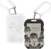 2 Pack Plastic Photocard ID Badge Holder with Keychain, Transparent Flower Pattern Card Holder, 2x3 Sliding Closure Picture Frame Card Protector for Women, Girls (Grey+White)