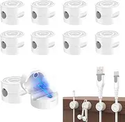 Simpeak 10-Pack Magnetic Cord Organiser, White, 2.4cm(D) x 1.6cm(H), Easy Secure Adhesive Cable Management Clips for Desk, Nightstand, Car, USB Charger, Laptop Chargers