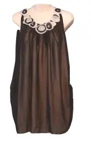Yumi Black With off white Underlay Short Dress Or Top. Small.