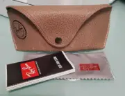 Ray Ban Textured Brown Leather Sunglasses/Eyeglasses Case+Booklet+Cleaning Cloth