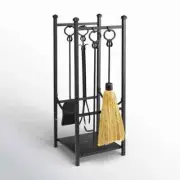 Plow & Hearth 12.5" W x 12.5" D Metal Log Rack with 4 Tools
