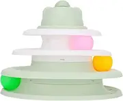 Cat Toys Roller, 3 Level Turntable for Indoor Cats, Self Play Cat Toy Track with Colorful Balls, Prevent Slip Interactive Rolling Ball Kitten Puzzle Tower Toy