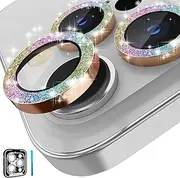 CloudValley Camera Lens Protector for iPhone 14 Pro (6.1 inch) and iPhone 14 Pro Max (6.7 inch), 9H Tempered Glass Metal Ring Camera Cover Film [Case Friendly Anti-Scratch HD Clear], Glitter Colorful