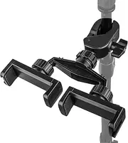 Geekria for Creators Mic Stand Dual Phone Holder, Microphone Stand Cell Phone Holder, Compatible with Apple 伃hone 16, 15 Pro, Adjustable Phone Mount for Boom Mic Stand, Music Stand (Black)